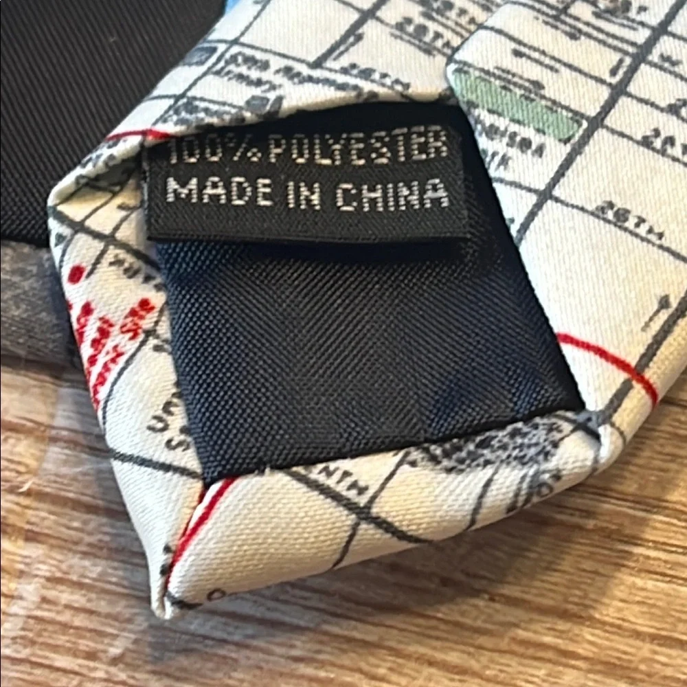 New York City MP NYC Statue of Liberty Unique Map Print Tie